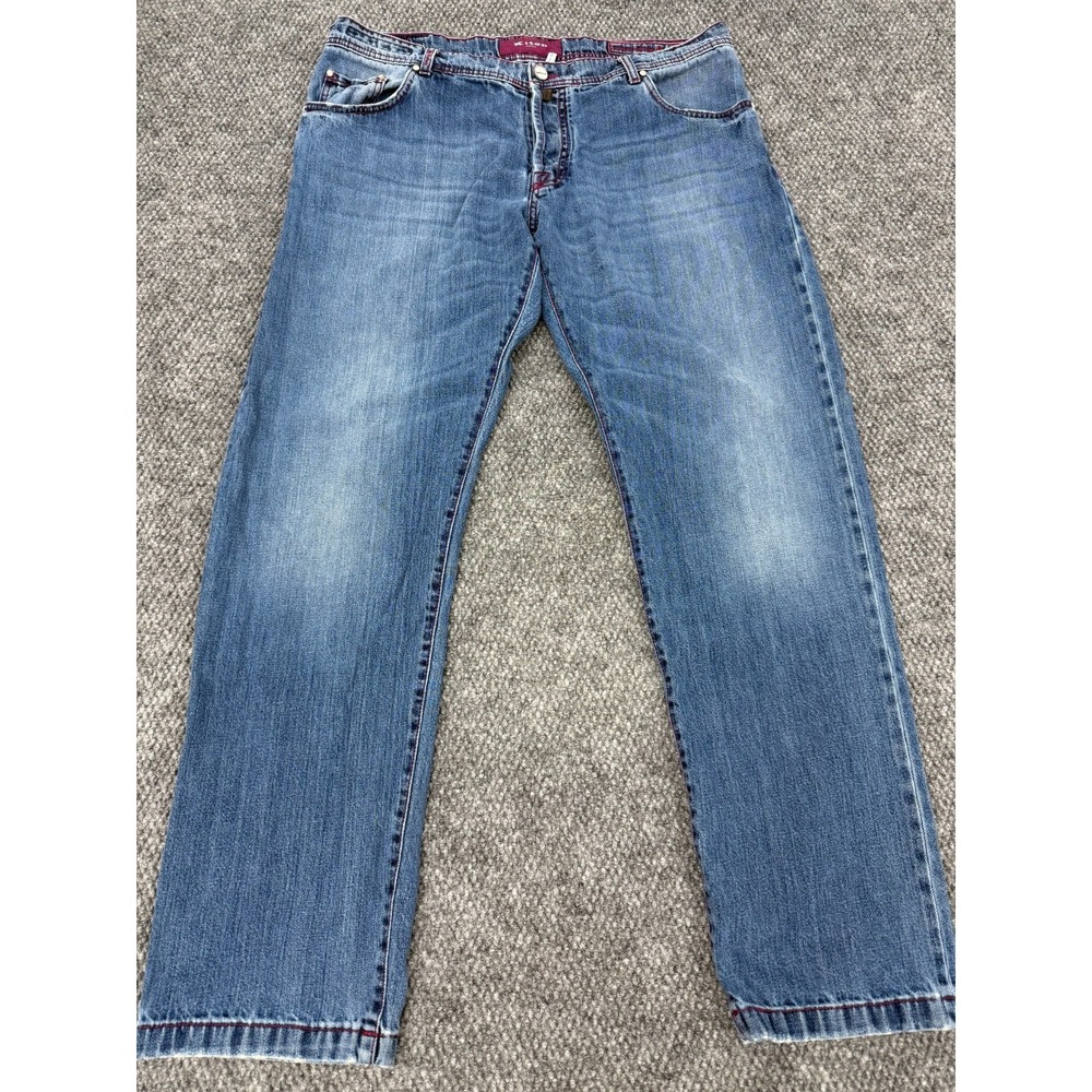 Kiton Napoli Jeans Men's 42 (fit 40x32) Limited Edition Blue Denim Button Fly